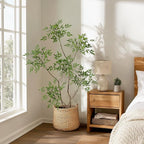 GarveeHome Artificial Plants Indoor, 5 ft Tall Faux Floor Plant in Pot, Nandina Artificial Tree with Grey Planter for Home Decor Office Living Room