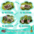 Make It Miniature Botanicals Kit - Mini Plants Collectibles with Flowers, Bouquets, Bonsai, Succulent, Garden, Wooden Display Stand - DIY Crafts Toy Gifts for Kids 6+, Collectors, Decoration