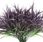 Ouddy Decor 16 Bundles Artificial Plants Outdoor Fake Grass Greenery Stems UV Resistant Faux Plastic Plants Shrubs for Spring Summer Garden Pathway Window Box Farmhouse Front Porch Home Decor, Purple