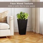 Giantex Tall Square Planters Set of 2, 22.5 inch Self-Watering Flower Pots with/Removable Inner Bucket & Drainage Holes, Indoor Outdoor Decorative Plant Containers for Front Porch Home Balcony, Black