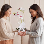 Fake Orchid in Vase Artificial Orchids That Look Real with Pot Artificial Flowers for Home Decor (White)