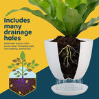 White Plant Pots with Drainage Holes & Saucers 3 Pack, Indoor & Outdoor Stackable Space-Saving Planters for Houseplants & Flowers, (7", 6.7", and 6" Inches), Durable & Weatherproof Materials