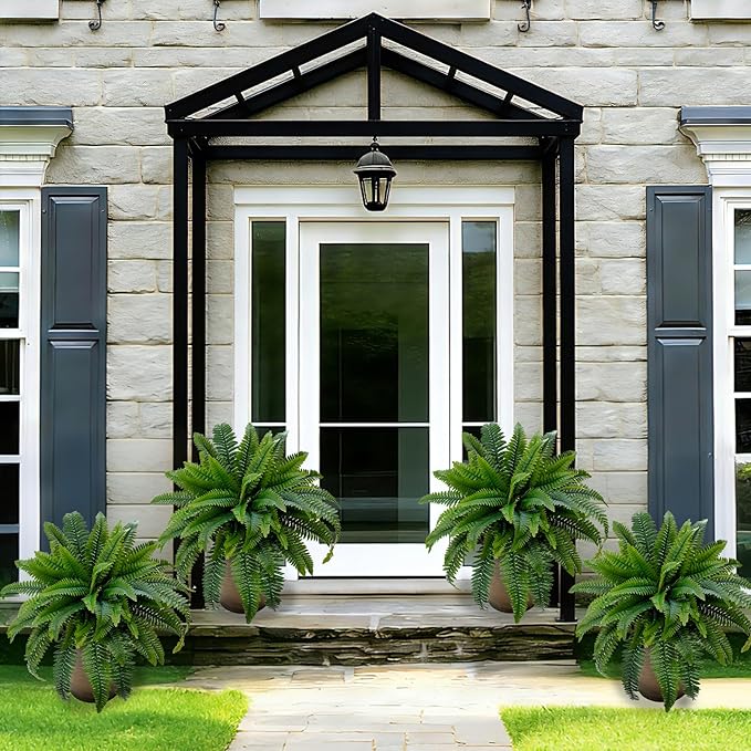 Senjie Artificial Boston Fern 2 Set Large 55 Branches Fake Ferns for Outdoors 34Inch Faux Plant for Home Living Room Office Decor
