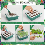 Seed Starter Tray, 24 Cells Indoor Seed Starter Kit, Flexible Silicone Designed Seedling Starter Trays, Germination Tray with Humidity Dome & Lids(4in Height), Reusable & Dishwasher Safe, BPA-FREE