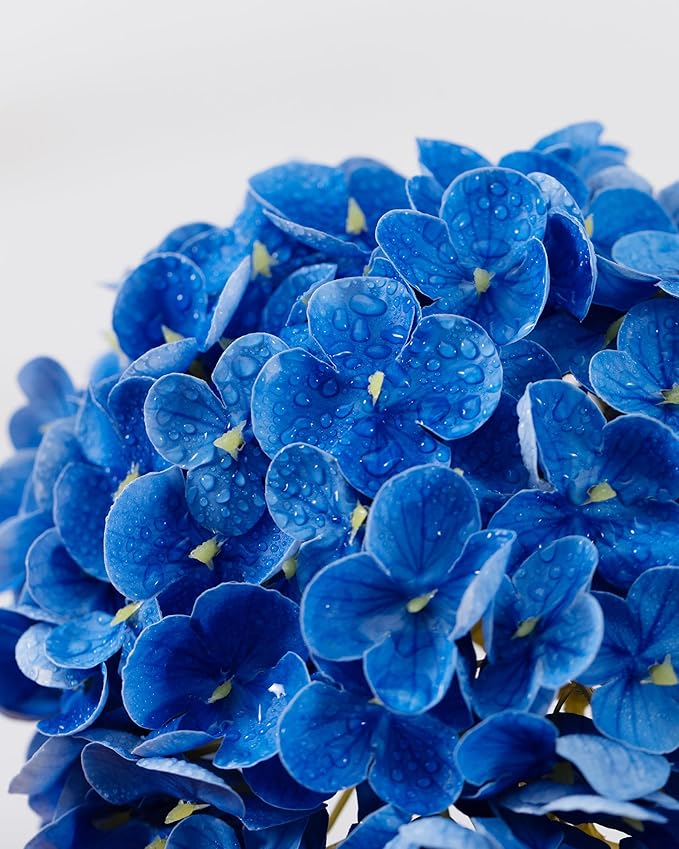DuHouse 4Pcs Hydrangea Artificial Flowers,Latex Real Touch Hydrangeas with Long Stems & Leaves for Home Decor Party Floral Arrangements Wedding Bouquets Centerpieces(Dark Blue)