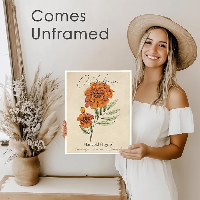 October Birth Flower Art Print - 11x14 (Unframed) | Capturing the Splendor of the October Birth Flower | Decor Accent for Birthdays and Special Occasions | Living Room Decor | Modern Home Decor