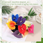 uxcell 8Pcs 11inch Artificial Anthurium Lily Flowers, Permanent Flower Bouquet for Home Arrangements Wedding Festival Decoration Crafts Store Decor Accessories, Yellow