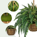 Hollyone Large Fake Hanging Ferns 49 Leaves Boston Ferns Artificial Plants Outdoor Indoor Potted Plant 23.6inch Faux Fern in Baskets Pot Artificial Hanging Fern Bush Plant for Patio Garden Porch Decor