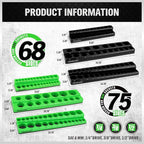 SWANLAKE Magnetic Socket Organizer Set, 1/4", 3/8", 1/2" Sockets Holds 286 Pieces Magnetic Socket Trays (Blue&red&black&green, 12 Pcs)
