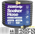 150FT 1/2" Water-Saving Soaker Hose with Solid Brass Connectors, Drip Irrigation Kit for Lawn & Landscaping with Metal Ground Stake & Accessory Kit