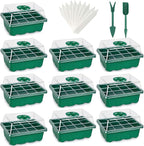 UWIOFF Seed Starter Tray, 12-Pack 144 Cells Seedling Starter Trays, Humidity Adjustable Seed Tray Kit with Dome and Base Greenhouse Grow Trays Mini Propagator for Seeds Growing Starting