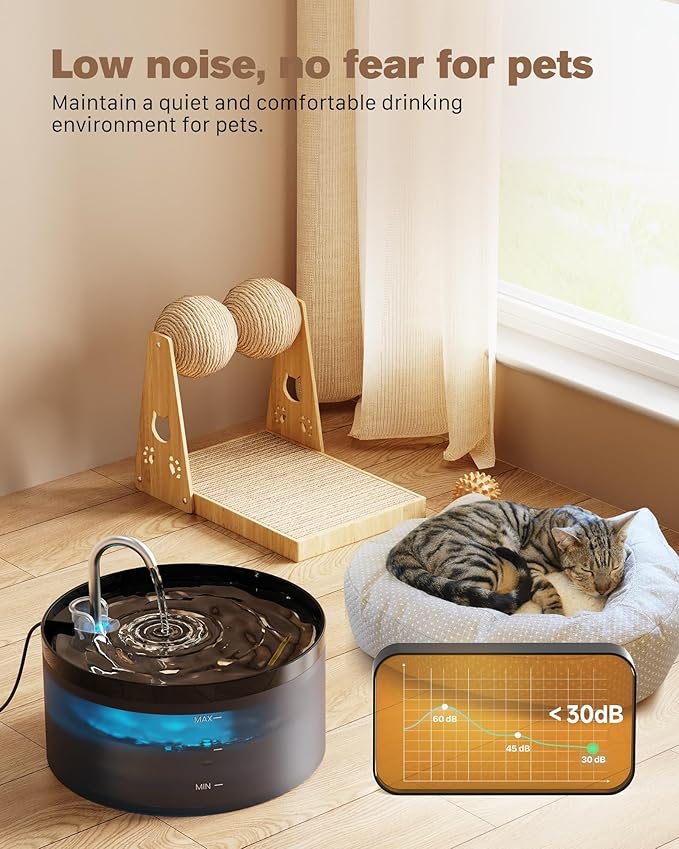 Cat Water Fountain: 108oz/3.2L Cat Fountain Super Silent Pet Water Fountain | Water Fountains for Cats Indoor - Faucet Cat Fountain- Suitable for Cats and Dogs - With 6 Filters & 3 Sponges