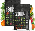 18 Culinary Herb & 20 Vegetable Seeds Variety Pack Bundle 8000+ Non-GMO Heirloom Garden Seeds for Planting Lettuce, Greens, Herbs, Vegetables