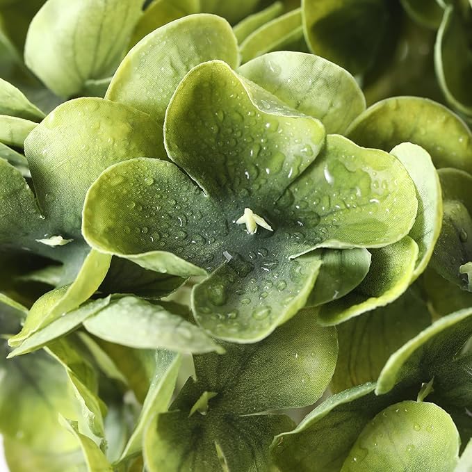 Coferset Dark Green Hydrangea Artificial Flowers 3pcs Lifelike Faux Hydrangea Real Touch Fake Flowers for Home Wedding Office Party Living Room Decoration,22inch
