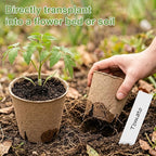 NEWMIAO 60 Pack 3.15 Inch Peat Pots, Biodegradable Seed Starter Pots for Seedlings with Drainage Holes, Germination Nursery Pots Kit Including 100 Plant Labels for Gardening (Round-60pcs)