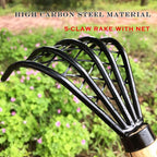 SHANFEEK Garden Rake 5-Claw Landscape Dethatcher Thatching Beach Combing Rake for Digging Clam Shell Defoliation Hoe Garden Tool for Loosen The Soil (Orange)