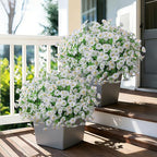 Ivydale 24 Bundles Artificial Flowers for Outdoors Spring Outside Decoration, Faux Silk Petunias White Fake Flowers Bulk Realistic UV Resistant Plants for Outdoor Planters Porch Patio Garden Yard Home