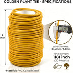 Decoroca Soft Plant Ties for Support - 100' Reusable Waterproof Plant Wire, Garden Twist for Indoor & Outdoor Plants and Home Organizing（1pc/Yellow）