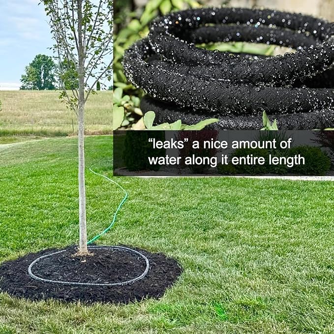 2-PACK 10 FT 1/2" Soaker Hose Slow Release Tree Watering Ring, Automatic Drip Irrigation Watering System, Tree Soaker Ring Hose Great for Deep Root Watering for Trees and Shrubs