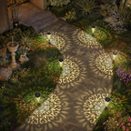 gardencave 6 Pack Solar Lights Outdoor Garden Decorative Mandala Solar Pathway Lights Waterproof Plastic Outside Solar Path Landscape Lights Gardening Gifts for Women Mom Backyard Walkway Yard Decor