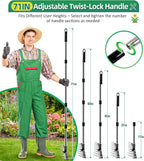 Iron Weed Rake with 71" Adjustable Long Handle, 8 Teeth Manual Weed Remover Tool Heavy Duty Garden Weed Puller with Gloves for Yard, Lawn, Garden