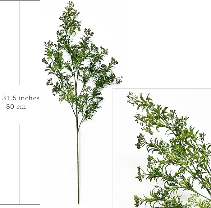 Fake Plants Artificial Plant Simulation Thorn Leaves Shrubs Tall 31 Inch, Faux Persian Flowers Plastic Boston Greenery Bushes Flexible Branches for Indoor Decor Outdoor Wedding Party Decoration 2 Pack
