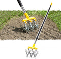 Rotary Cultivator Garden Tool with Extra-Large Tines, 74-Inch Long Handle Manual Tiller Cultivator, Heavy-Duty Rotary Hand Tiller for Soil Mixing, Reseeding Grass, Gardening, Lawn Care