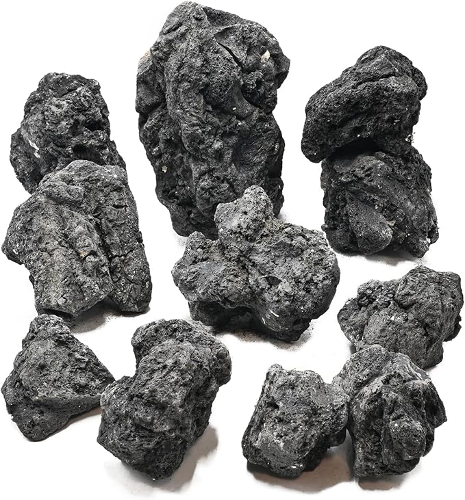 Black Lava Rock Aquarium Stones for Aquascape 30lb Natural Volcanic Rocks for Fish Tank,Terrarium,Reptile Habitat, Landscaping Decor(10-12pcs 4-9 inches)
