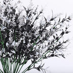 RECUTMS Black Flower,Black Fake Plants Decor,20 Bundles Artificial Flowers Fake Outdoor Plants Faux UV Resistant Lavender Flower Plastic Shrubs Indoor Outside Hanging Decorations (Black+White)