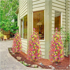 2 Pcs 3.6FT Topiary Trees Artificial Outdoor, Faux Flowers Cedar Tree UV Resistant Shrubs for Indoor Planters Outdoor Porch Halloween Decoration (Color Mixing)