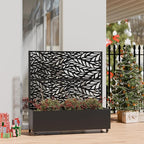 Casaphoria Metal Raised Garden Bed with Trellis and Wheels, 47"x47"x16" Planter Box for Climbing Plants, Vegetables & Vines, Features Drainage Holes and Privacy Screen (Black-Spring)