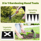 NICOFPHY Weed Puller Tool 2 Pack, 2 in 1 Manual Weeding Rake and Garden Hoe, 17" Uprooting Weeder Remover Tool for Yard Lawn Patio and Garden, Portable Gardening Hand Tools for Veggies Flower Planting