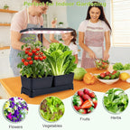 Indoor Herb Garden with Grow Light & Pots, Full Spectrum LED Planter for Kitchen Herbs & Houseplants, Height Adjustable Indoor Growing System for Home & Apartment Decor(Black, 16 * 6.3 * 7.1 inch)