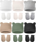 Geyoga 12 Pieces Newborn Hat Mittens Gloves Set Baby Boys Girls Cotton Baby Beanie for 0-12 Months