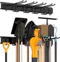 Sttoraboks Garage Tool Storage Rack, Heavy Duty Garage Storage Organizer Rack System Wall Mounted Tool with 6 double hooks, 2 rails, Garden Yard Tools Hanger Rack for Ski Gears, Broom, Rake,Shovel