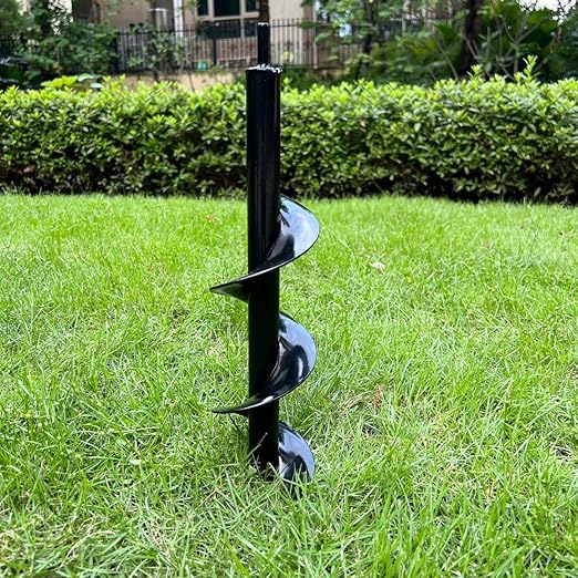Heavy Duty Auger Drill Bit, 3X Faster Planting & Digging! Hex Shank Fits All 3/8" Drills ，Garden Bulb Planter, Ice Fishing & Fence Post Hole Digger ， Carbon Steel Blade