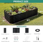 5 in 1Galvanized Raised Garden Bed - 8x3x1.4ft Modular Garden Planter Bed Outdoor | Steel Raised Bed Kit with Bracing Rods, Gloves for Gardening Vegetables Fruits and Flowers (Gray)
