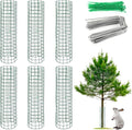 17'' Tree Trunk Protector, 12 Pack Wire Plant Protector from Animals, Metal Tree Guards with Metal Stakes & Zip Ties,Mesh Tree Bark Protector from Deer Animals Trimmers Mowers