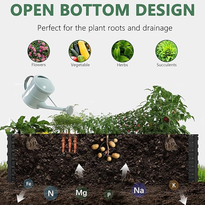 Raised Garden Bed with Arch Trellis for Climbing Plants,Galvanized Raised Garden Bed,Planter Boxes Outdoor for Vegetables Flowers Herb,269 Gallon Capacity Black