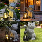 YODY Garden Statues Outdoor Garden Decor: Cat Statue with Solar Lantern for Yard Art Lawn Ornaments Porch Patio Balcony Home House - Birthday Gifts for Grandma Mom Women
