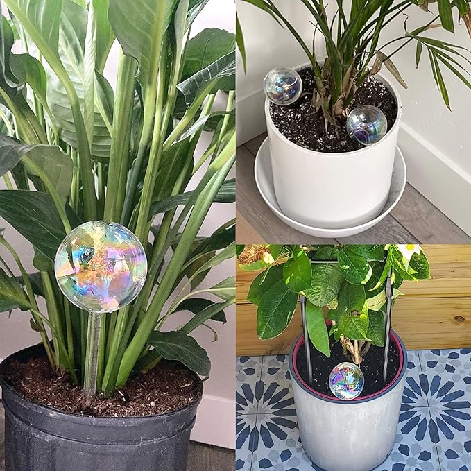 Pynqdfu 3 Pcs Plant Watering Globes,Self Watering Planter Insert Plant Accessories,Colorful Glass Plant Watering Devices for Indoor Plants
