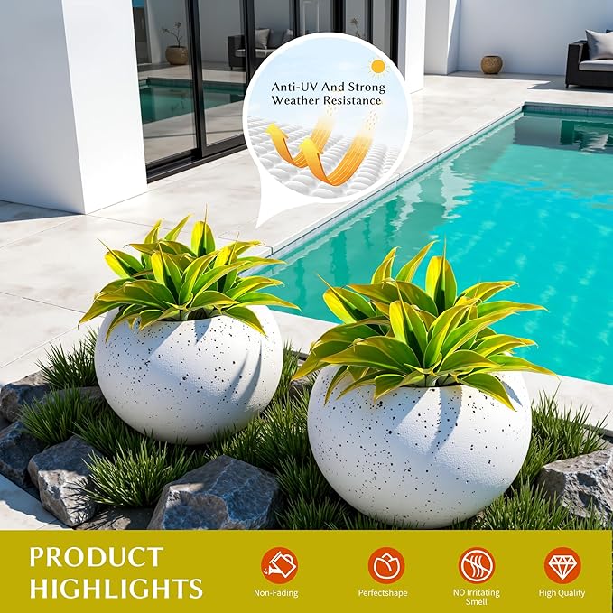 Ttranewsoo Artificial Agave Plants,Large UV Resistant Fake Agave Planters 12" for Indoor and Outdoor Decorating Tropical Plant Succulents Greenery Indoor Decor (2Pack) Yellow