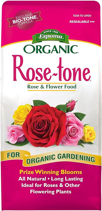 Espoma Organic Rose-Tone 4-3-2 Organic Fertilizer for All Types of Roses and Other Flowering Plants. Promotes Vigorous Green Growth and Abundant Blooms. 4 lb. Bag - Pack of 2