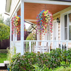 Artificial Flowers for Outdoors Spring Decor, 6 Bundles UV Resistant Realistic Faux Silk Hanging Flowers, Fake Plants for Planter Indoor Outside Garden Porch Patio Balcony Yard Farmhouse