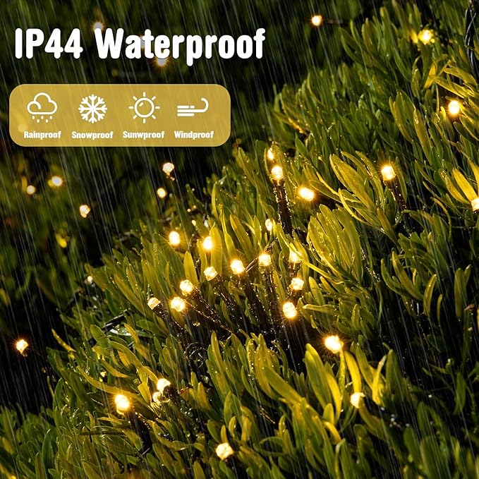 JMEXSUSS 66ft 200 LED Christmas Lights Outdoor, Warm White Christmas Tree Lights Indoor Plug in, 8 Modes Twinkle String Light for Outside Bedroom Wedding Party Classroom Dorm Ceiling Home Decorations