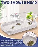 Moonorange Large Turtle Tank with Water Pump, Acrylic Turtle Tank Starter Kit with Heightened and Curved Fences, Multi-Function Areas, Bottom Drainage