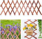 Expandable Garden Lattice Fence, Wooden Trellis for Climbing Outdoor Plants, Stretchable Panel Wall Trellis Vertical Rack Wood Frame Patio Decorative for Vine Ivy Rose