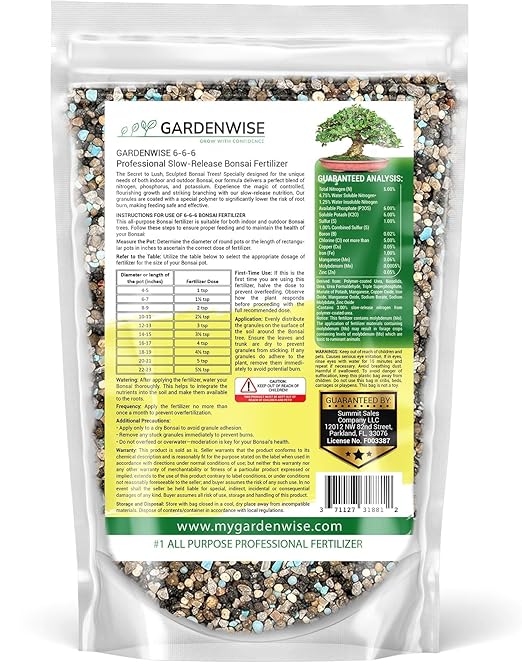 GARDENWISE Bonsai Fertilizer Pellets – Slow-Release Bonsai Tree Fertilizer & Food for Compact Growth, Dense Branching & Healthy Roots | Ideal for All Bonsai & Money Tree (16 OZ)