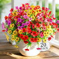 20 Pcs Artificial Flowers for Outdoors Fake Flowers UV Resistant, Artificial Plants Outdoor Indoor Faux Plastic Fake Plants for Planter Front Door Garden Porch Yard Home Decor(Pink Red Purple Yellow)