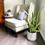 Fox & Fern Large 12 Inch Planter with Drainage Plug — Premium Polystone White Plant Pot - Modern Planter with 3D Texture and Ceramic Finish - 12 Inch Pots for Plants Indoor & Outdoor.